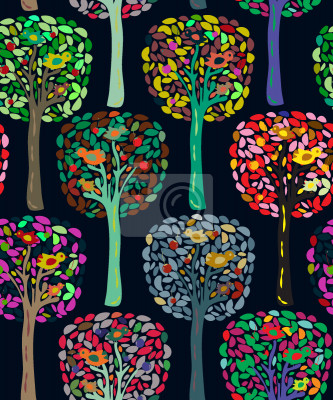 Kleurrijke vogels aan de bomen