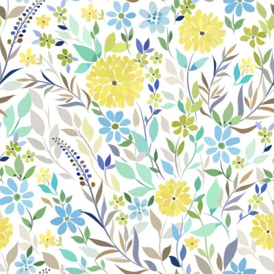 Behang Kleurrijke weide met bloemen