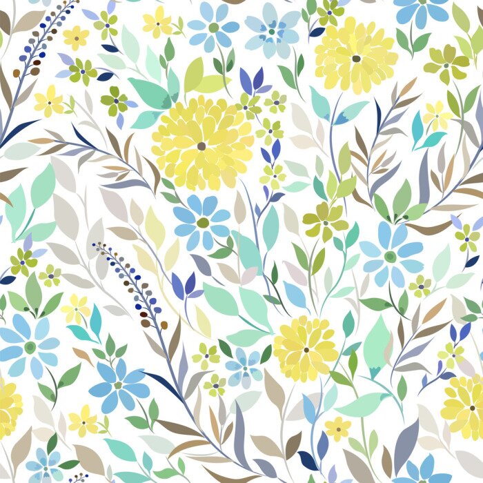 Behang Kleurrijke weide met bloemen