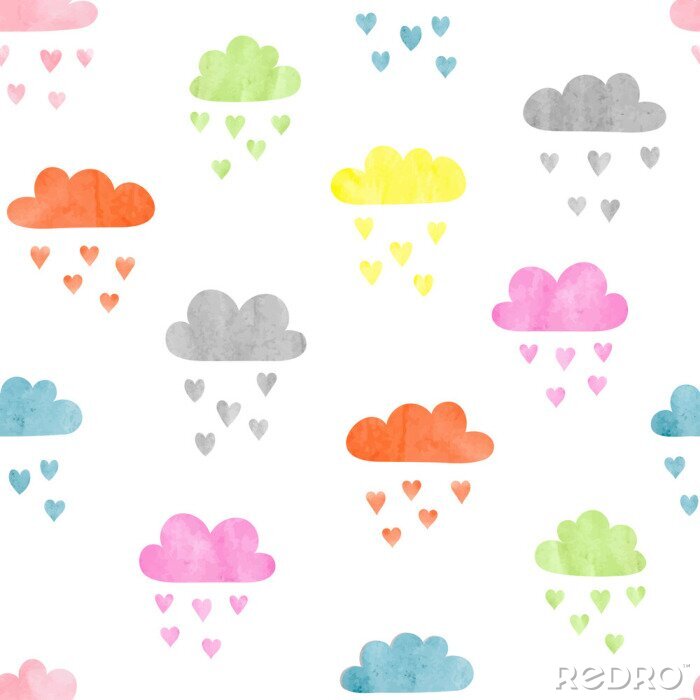 Behang Kleurrijke wolken met hartjes