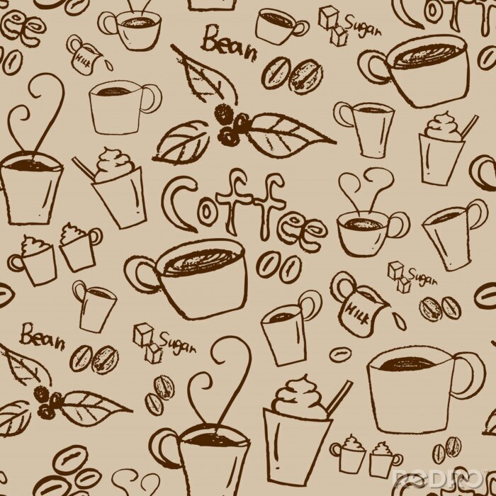 Behang Koffie naadloze patroon