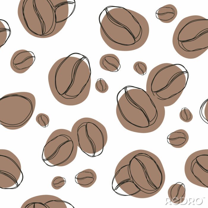 Behang Koffie naadloze patroon. Hand getrokken vector naadloze patroon in doodle stijl. Continu lijntekening.