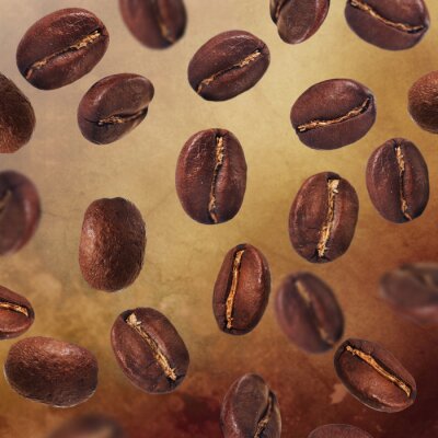 Koffiebonen op een bruine achtergrond