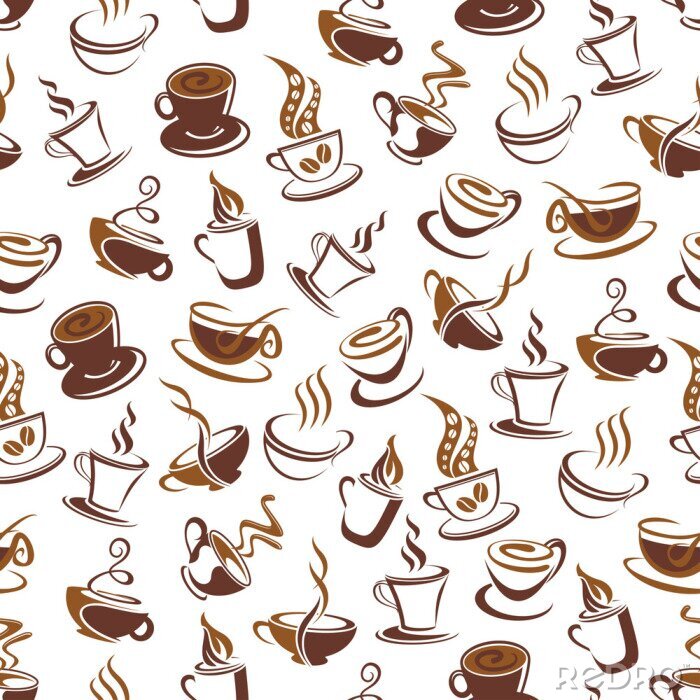 Behang Koffiekopje met bonen naadloze patroon achtergrond