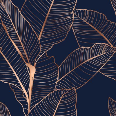 Behang Koperen palmbladeren