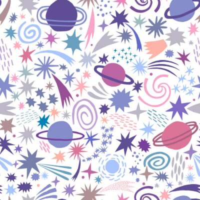 Behang Kosmische motieven op een witte achtergrond