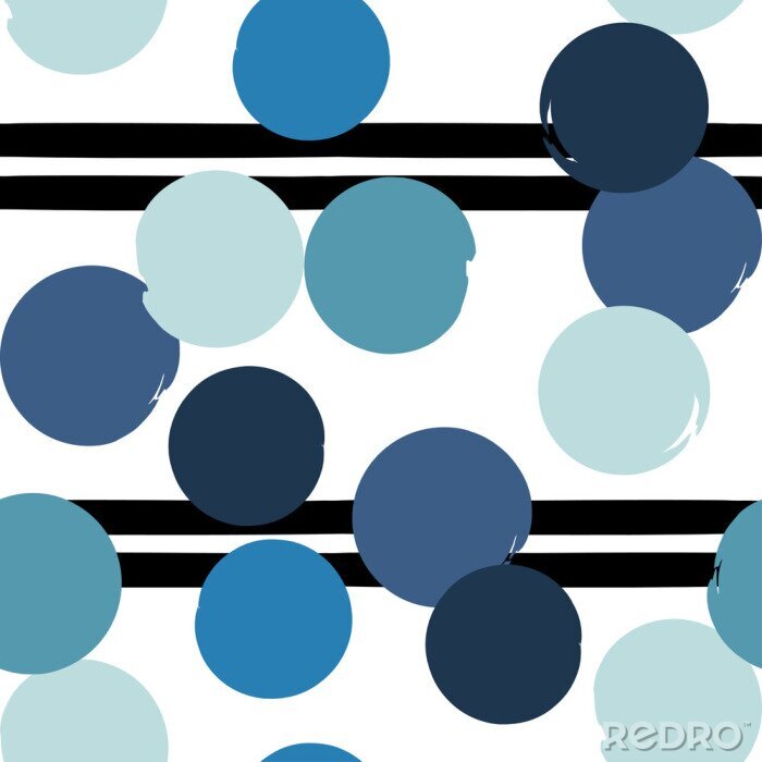 Behang Krijtstreep dessin in blauwe en zwarte strepen