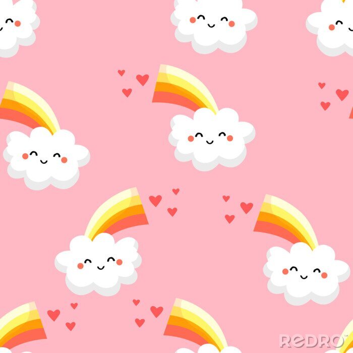 Behang Lachende wolken met een regenboog