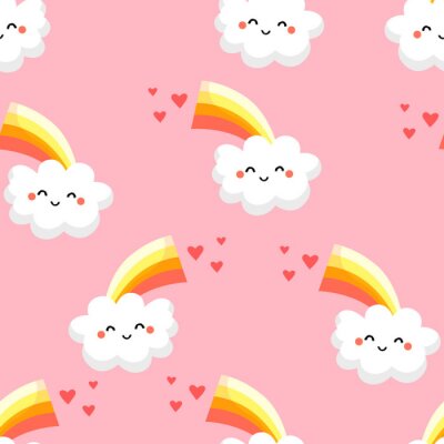 Behang Lachende wolken met een regenboog