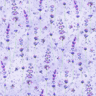 Behang Lavendelbloemen op een aquarel achtergrond in paarse tinten
