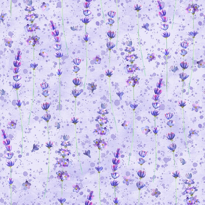 Behang Lavendelbloemen op een aquarel achtergrond in paarse tinten