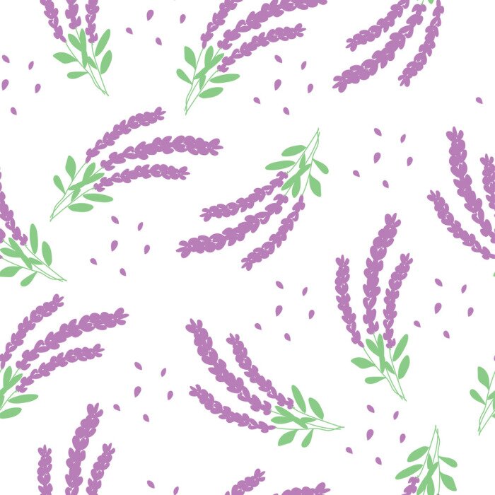 Behang Lavender pattern on white background.