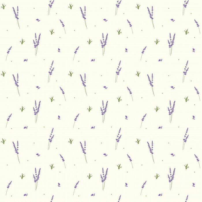 Behang Lavender seamless pattern background. Lavender flower textile design. Vector