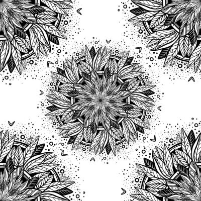 Behang Leaf Mandala Pattern. Decorative elements. Oriental pattern, hand drawing illustration. Islam, Arabic, Indian, moroccan,spain, turkish, pakistan, chinese, mystic, ottoman motifs. Coloring book page
