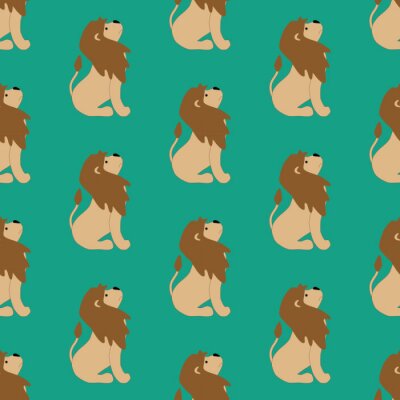 Behang Leeuwen op een groene achtergrond