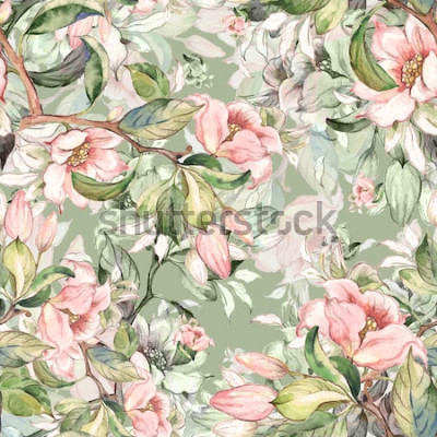 Behang Lentetakken en bloeiende bloemen