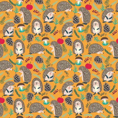 Behang Leuke achtergrond met egel bos bos