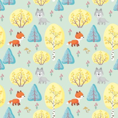 Behang Leuke bosdieren voor kinderen