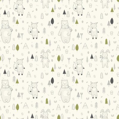 Behang Leuke bosdieren voor kinderen