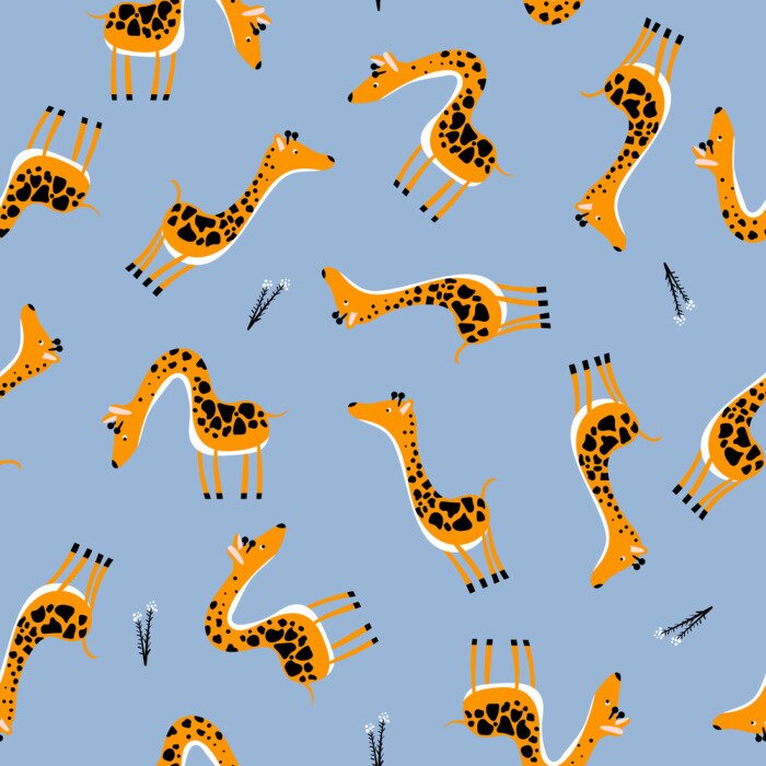 Behang Leuke cartoon giraffen voor kinderen