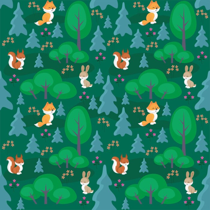 Behang Leuke dieren in het bos voor kinderen