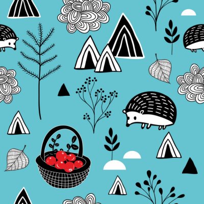 Behang Leuke egels onder bosgeschenken