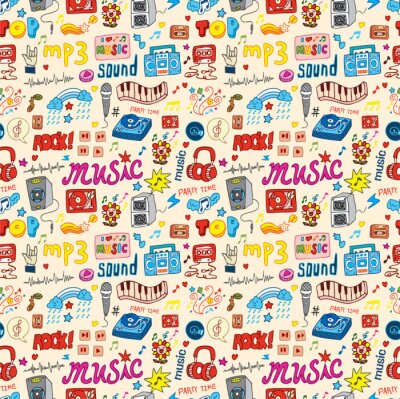 Behang leuke muziek icoon naadloze patroon