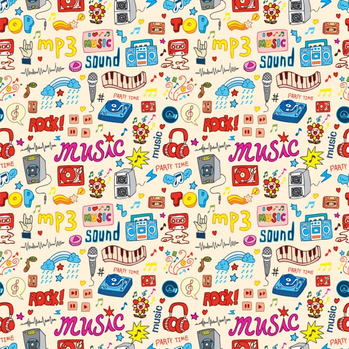 Behang leuke muziek icoon naadloze patroon