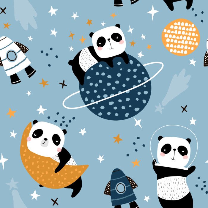 Behang Leuke panda's in de ruimte