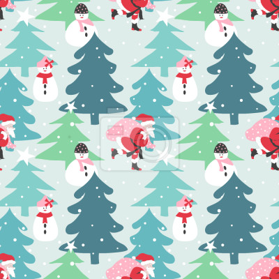 Behang Leuke sneeuwpoppen midden in het bos