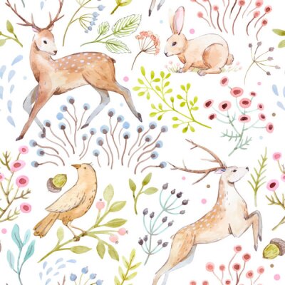 Behang Leuke vector aquarel bos patroon