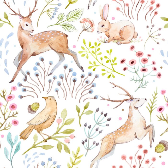 Behang Leuke vector aquarel bos patroon