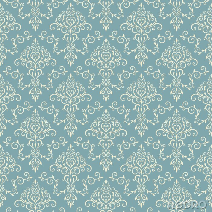 Behang Lichtblauw elegant naadloos patroon in uitstekende stijl.