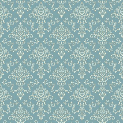 Behang Lichtblauw elegant naadloos patroon in uitstekende stijl.