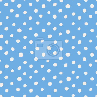 Behang Lichtblauw motief met witte stippen