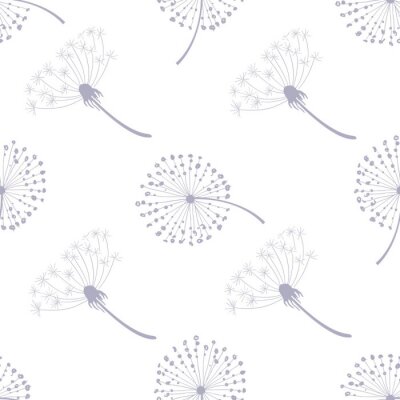 Behang Lichtgrijze paardebloemen op een witte achtergrond