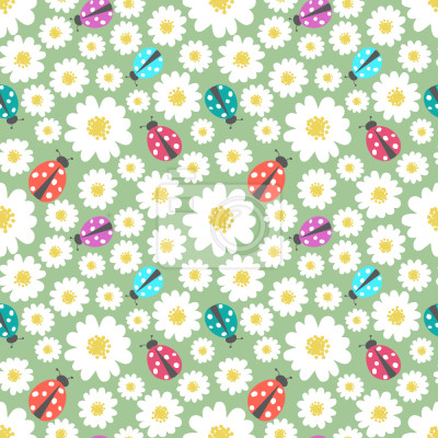 Behang Lieveheersbeestjes Liefde Bloemen