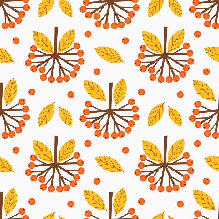 Behang Lijsterbessen met kleine blaadjes