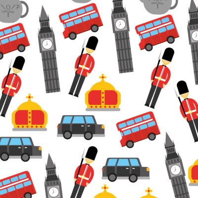 Behang Londen en het Verenigd Koninkrijk stad soldaat kroon taxi bus grote ben iconen