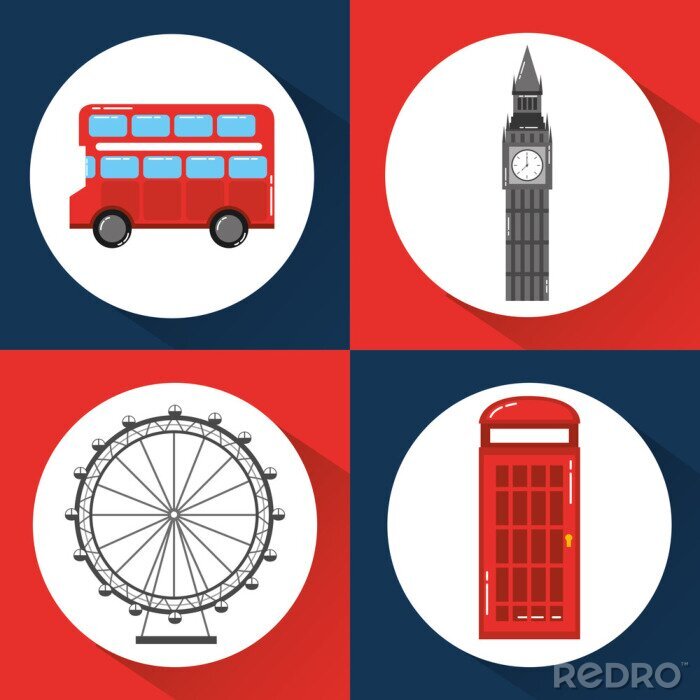 Behang Londen Engeland toruism reizen landmark symbool vectorillustratie