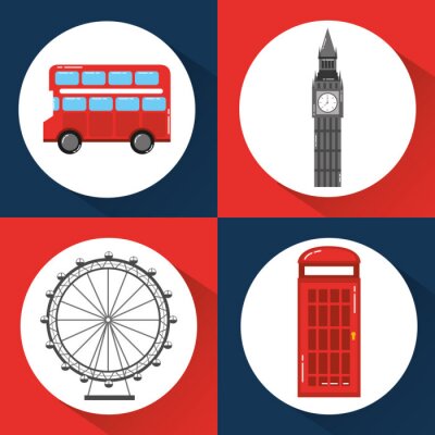 Behang Londen Engeland toruism reizen landmark symbool vectorillustratie