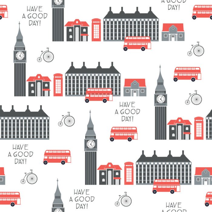 Behang Londen retro vector naadloze patroon