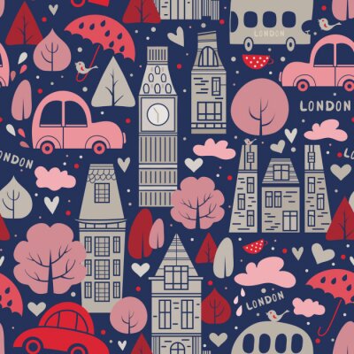 Behang London pattern seamless design graphic