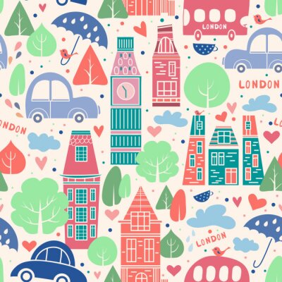 Behang London pattern seamless design graphic