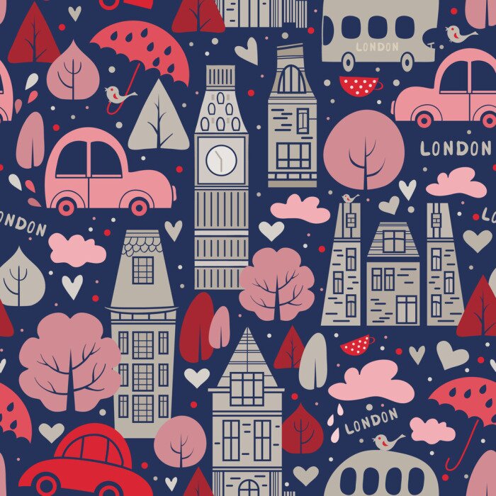 Behang London pattern seamless design graphic