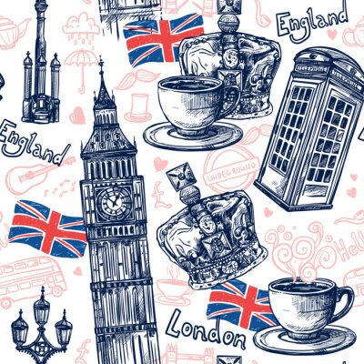 Behang London Seamless Pattern