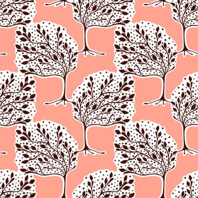 Behang Loofbomen op een roze achtergrond