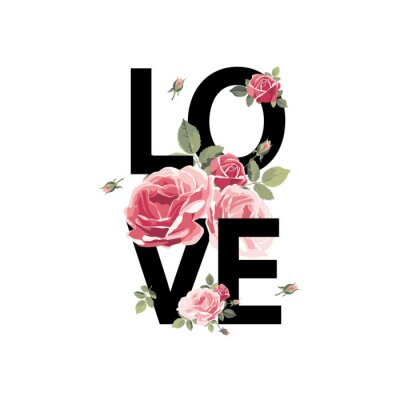 LOVE inscriptie met rozen