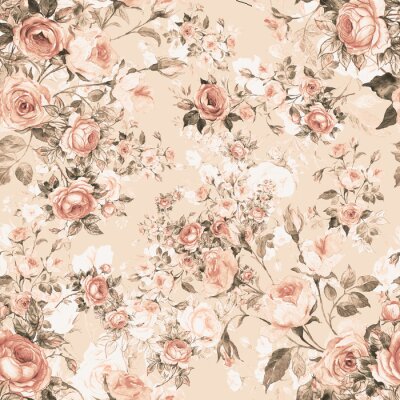 Behang Lovely seamless floral pattern delicate roses