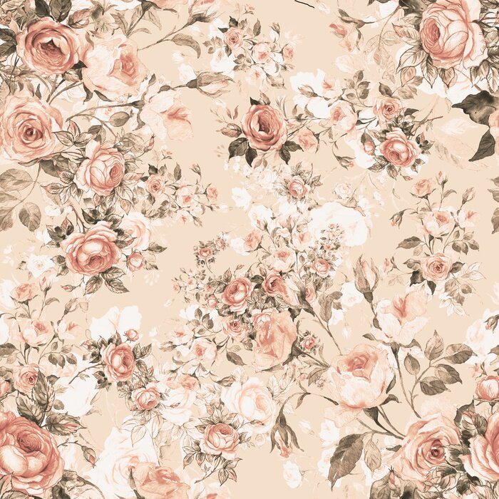 Behang Lovely seamless floral pattern delicate roses